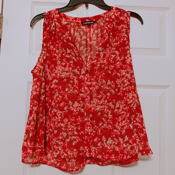 Express Tops - Floral Sleeveless Summer Blouse